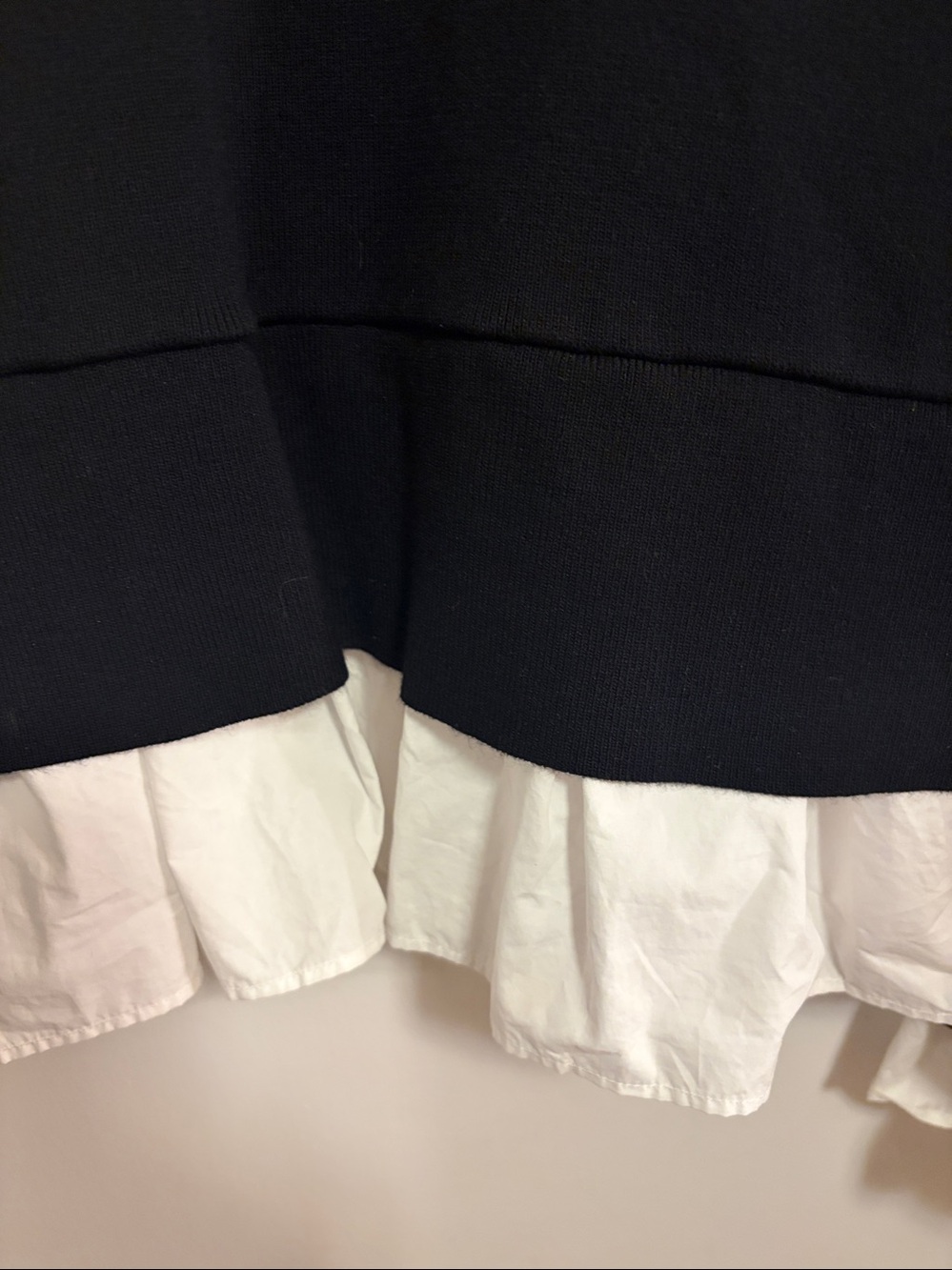 Anthropologie Black Sweater with White Ruffle Hem XL - Picture 4 of 6